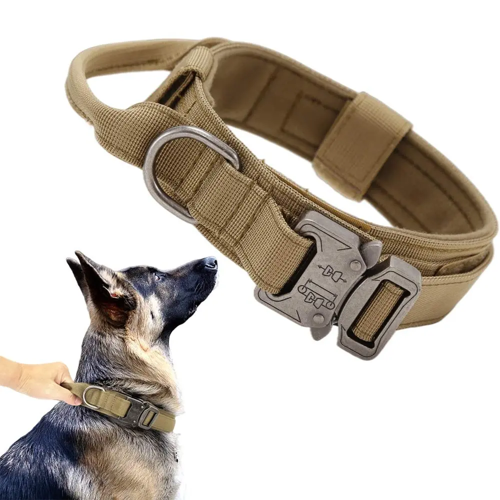 Tactical Dog Collar with Control Handle and Heavy Duty Metal Buckle Military Nylon