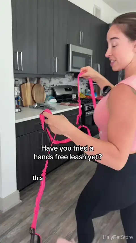 Hands-free waist leash in action — bungee and belt setup