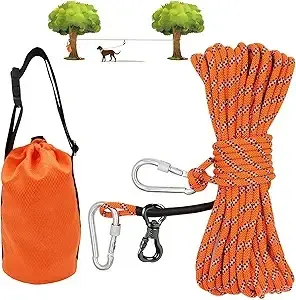 XiaZ 50ft reflective overhead dog trolley cable with steel hardware
